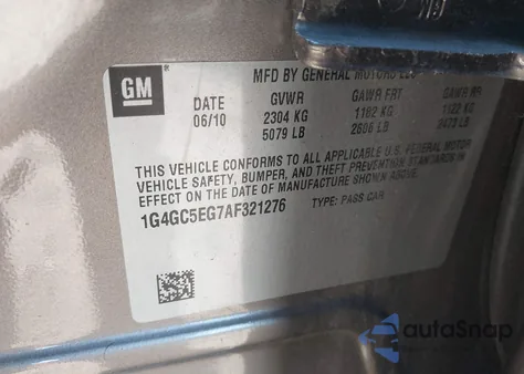 2010 Buick Lacrosse Cxl z USA, uszkodzony, nr VIN 1G4GC5EG7AF321276